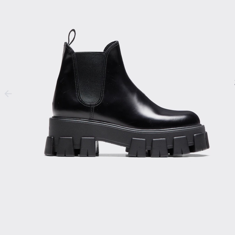 Prada Monolith Brushed Leather Chelsea Boots